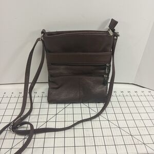 Brown Crossbody Handbag Purse Chrome Accents